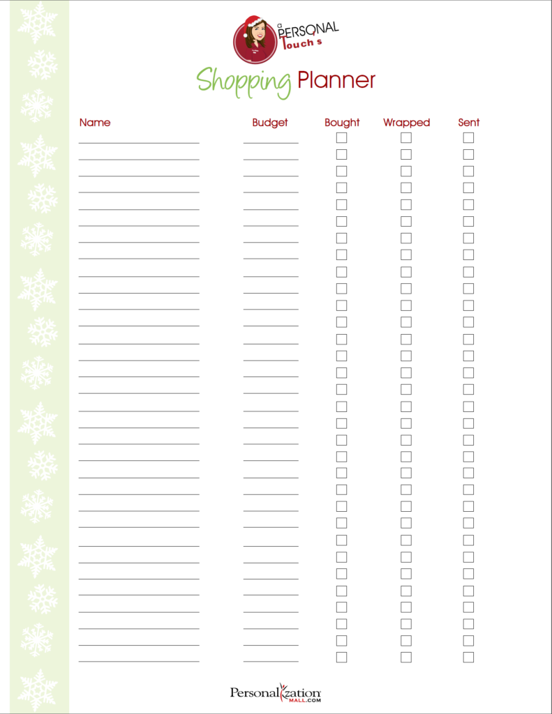 christmas gift list with shopping planner