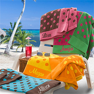 polka dot custom beach towel