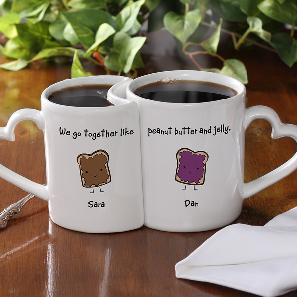 Couple Mug Set Personalized Peanut Butter and Jelly Valentine's Day Gift 