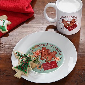 Cookies and Milk for Santa Personalized Plate and Mug