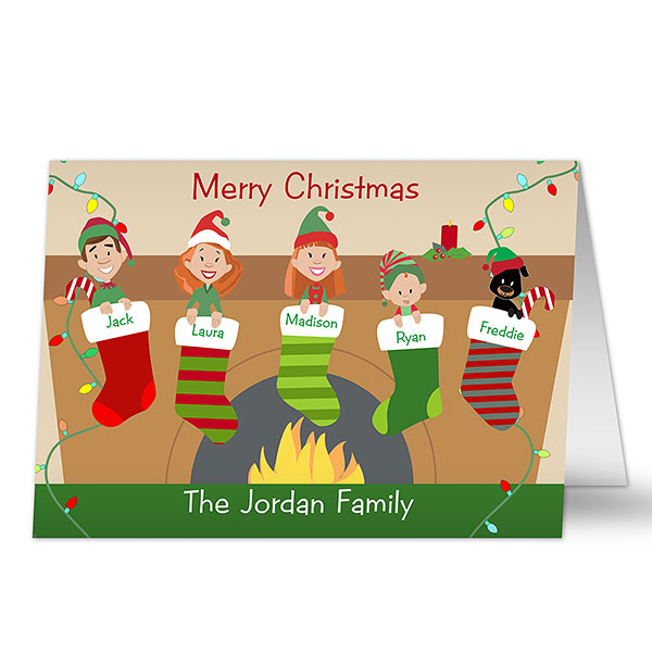 Stocking Family Characters Personalized Cards