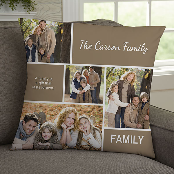 decorating with throw pillows Family Love Photo Collage Throw Pillow