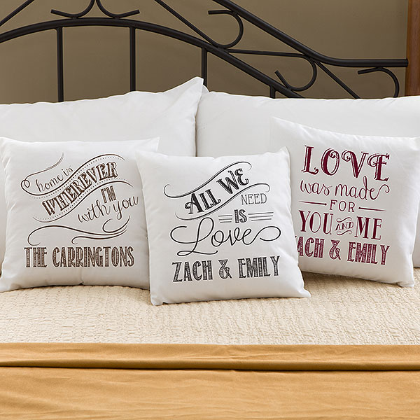 decorating with throw pillows with Personalized Romantic Pillows