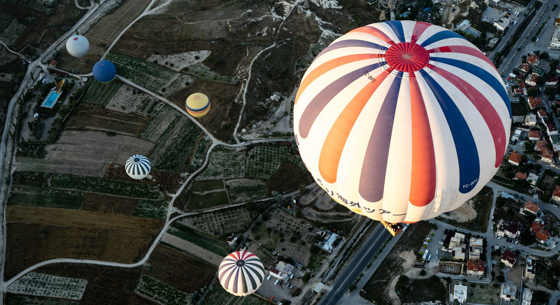 unique valentine's day gifts with aerial view of hot air balloons