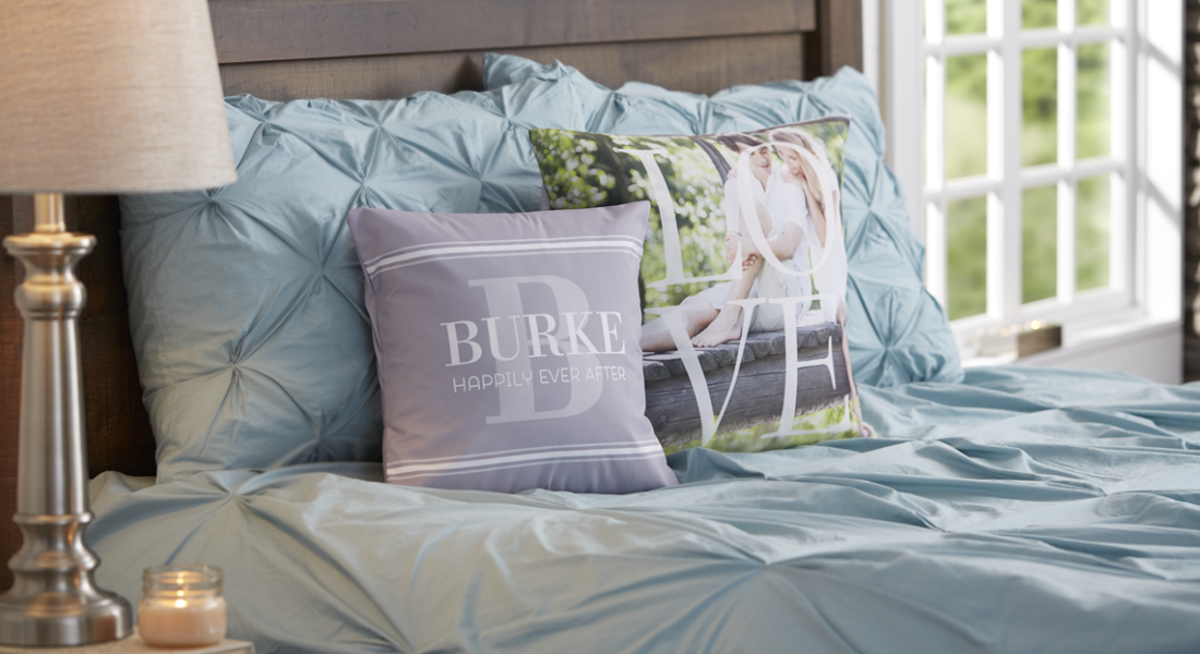 unique valentine's day gifts with bed with personalized pillows