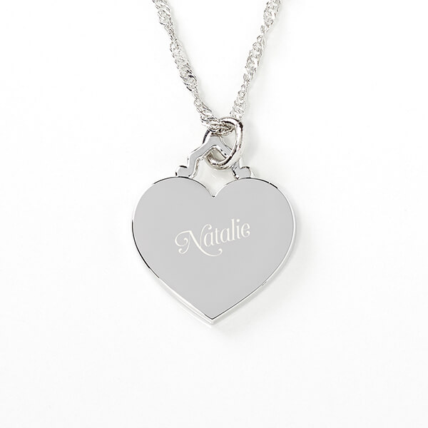 christening gift ideas Her Loving Heart Engraved Name Necklace