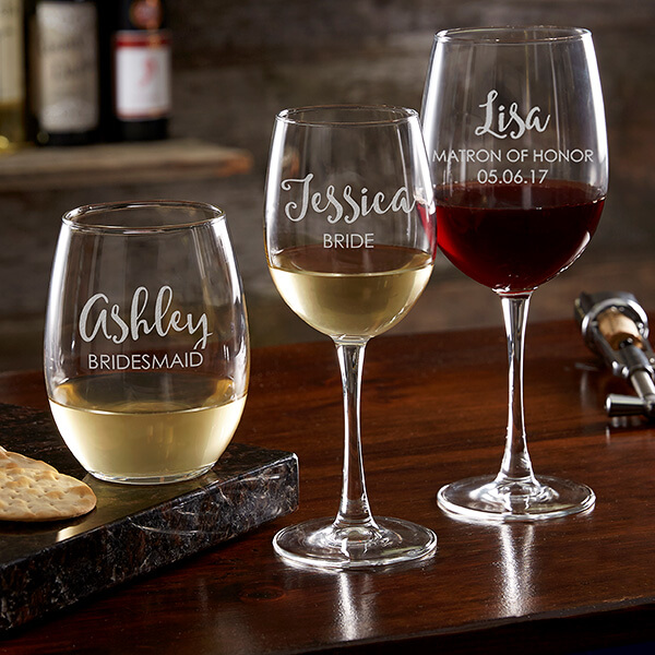 Personalized Bridesmaid Wine Glasses