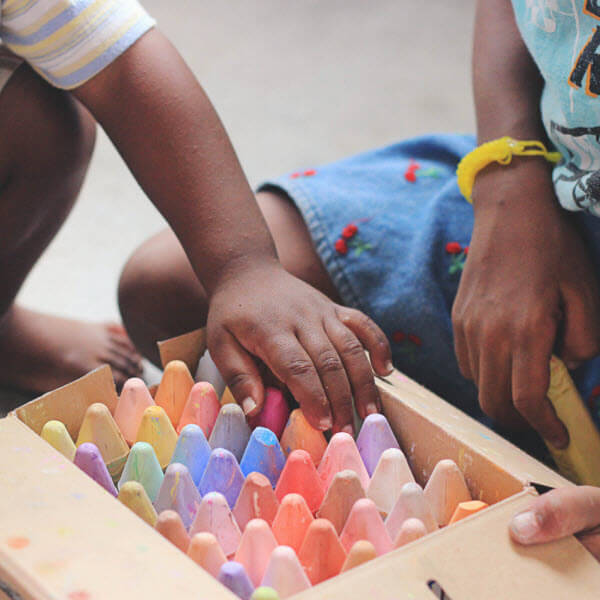 Siblings Day Activities with coloring with chalk