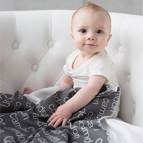 Modern Repeating Name Personalized Baby Hat & Swaddle Blanket
