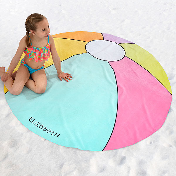 Personalized Beach Ball Round Beach Towels