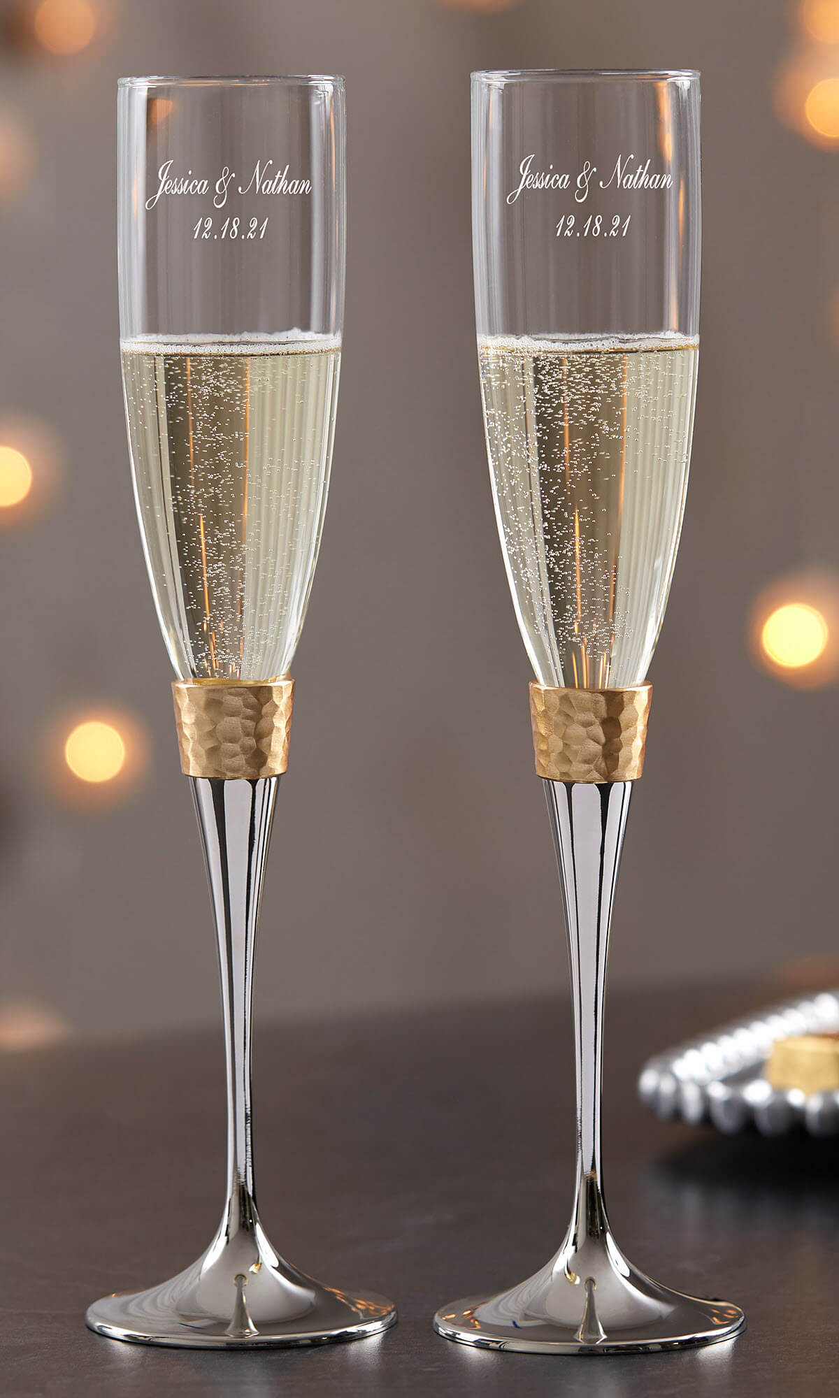 50th Anniversary Gifts - Gold Champagne Flutes