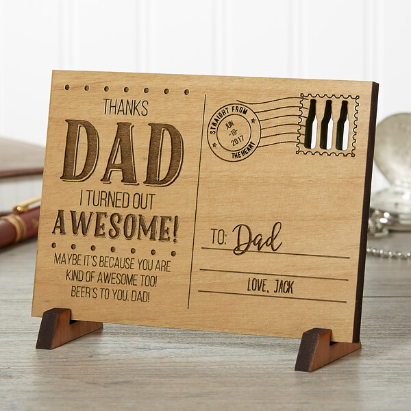 Sending Love To Dad Personalized Wood Postcard