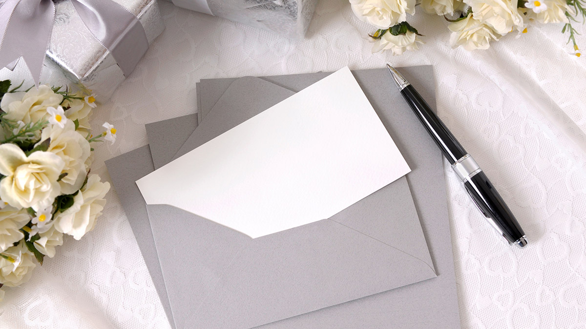 Wedding gifts with writing paper invitation or thank you card