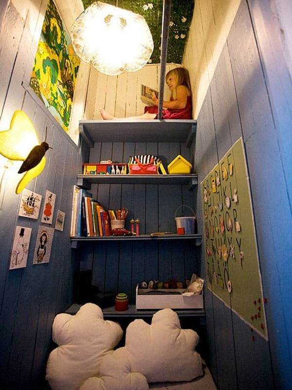 Playful Reading Nook In a Converted Closet