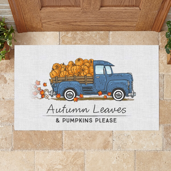 Autumn Leaves & Pumpkins Please Fall Doormat