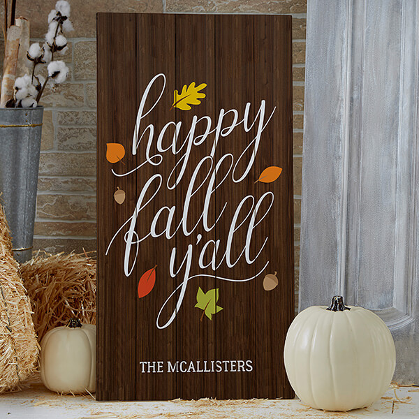 Happy Fall Y'all Large Wooden Sign