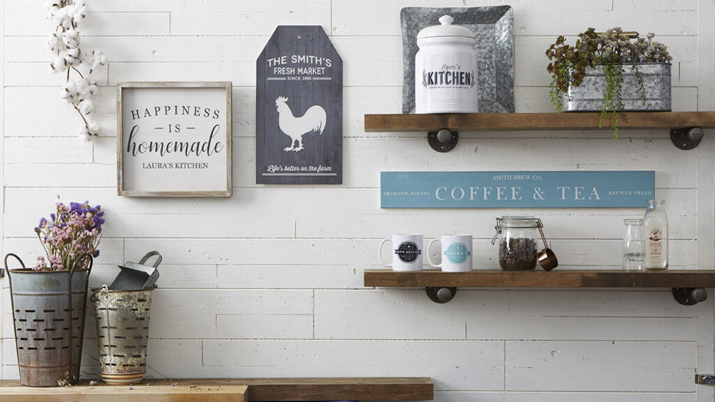 modern farmhouse decor kitchen shelves
