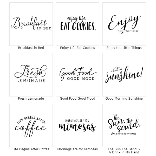 Quotes options for the Typography Quotes Serving Tray