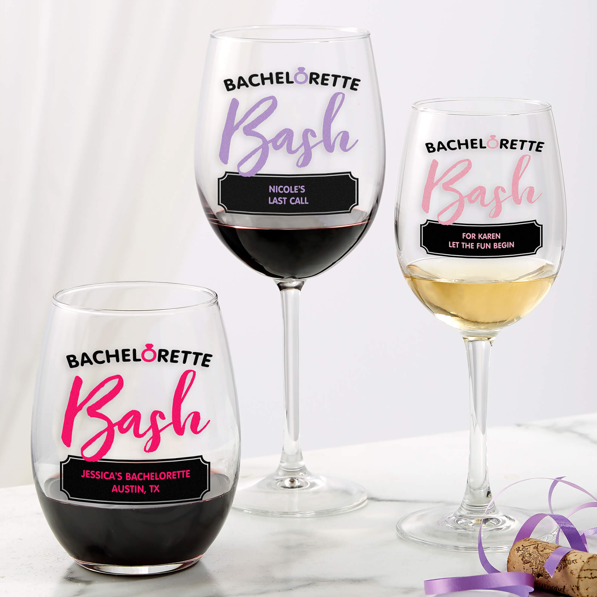 Personalized Bachelorette Party Wine Glasses
