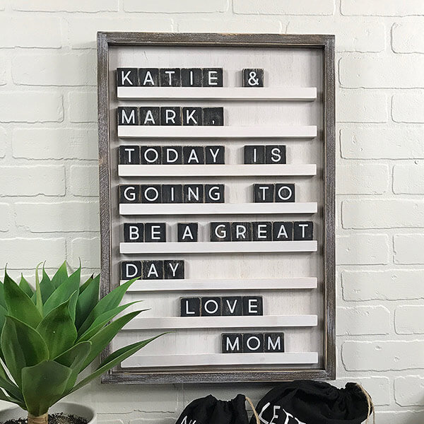 Whitewashed Wood Letter Board - Kitchen Counter Decor Ideas