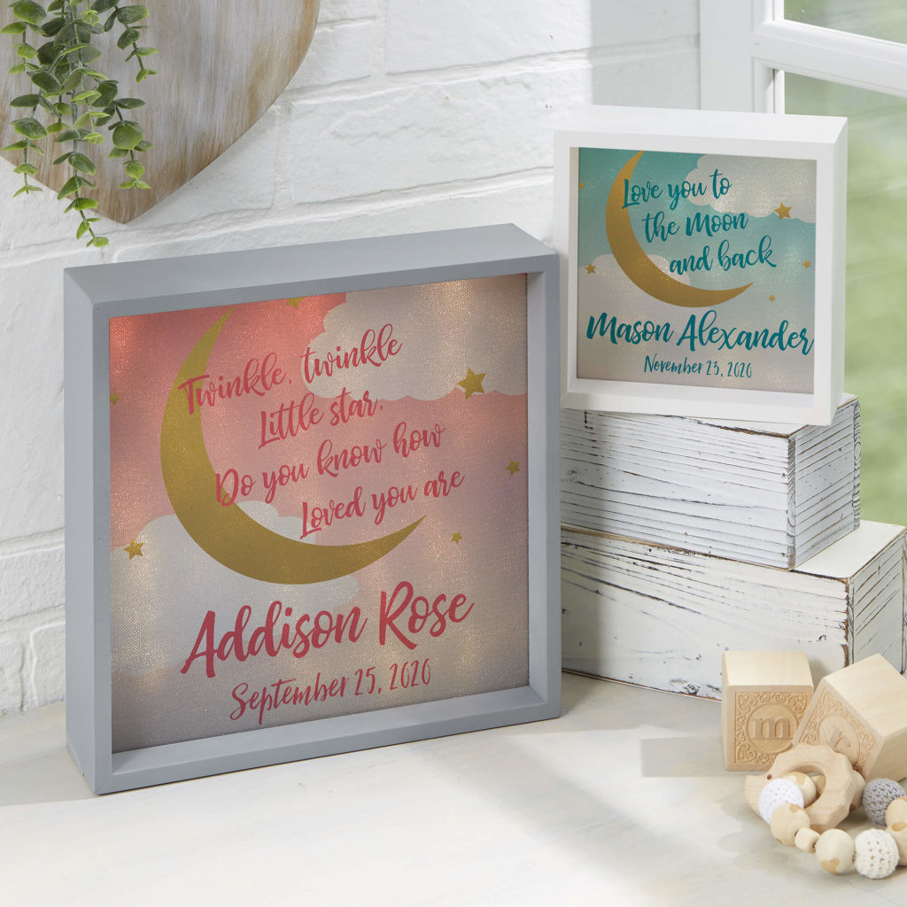 Moon & Stars Nursery Decor - LED Shadow Box