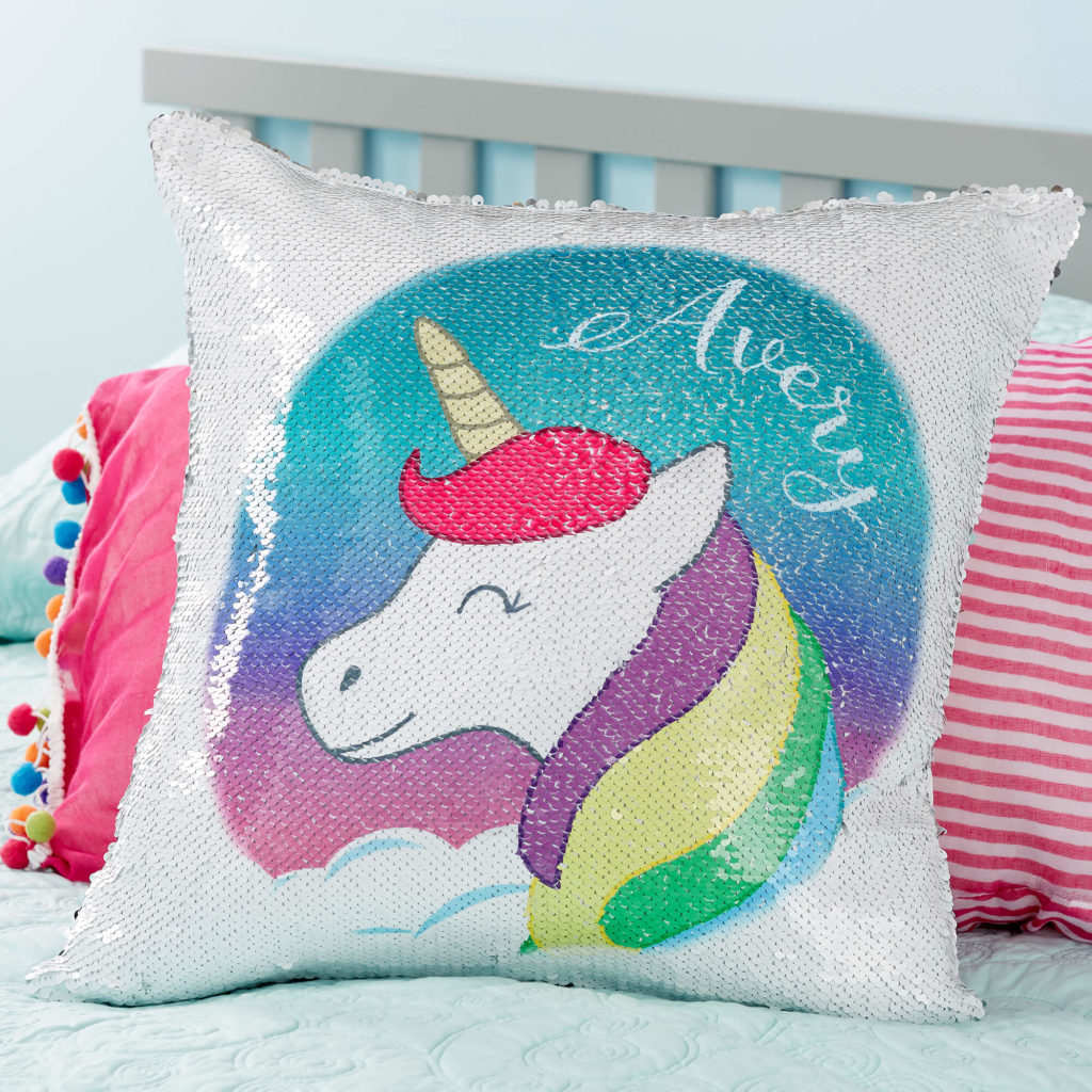 Unicorn Nursery Decor - Flip Sequin Throw Pillow