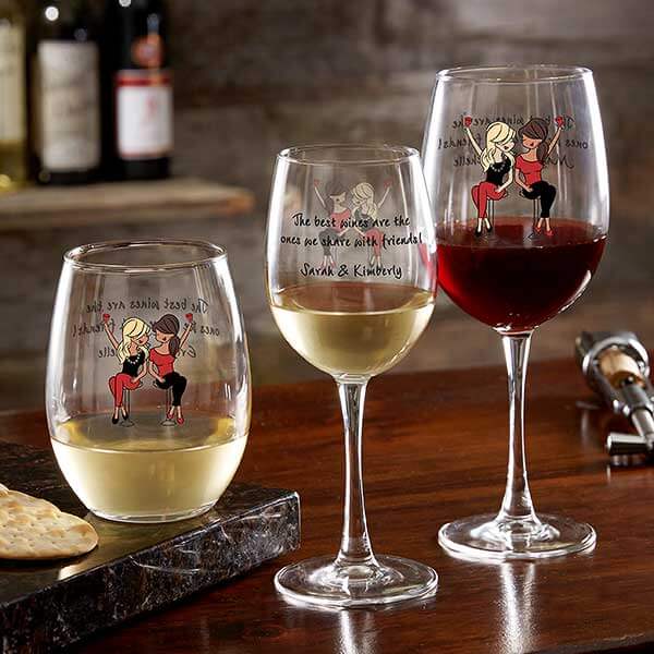 Best Friend Personalized Wine Glasses by philoSophie's