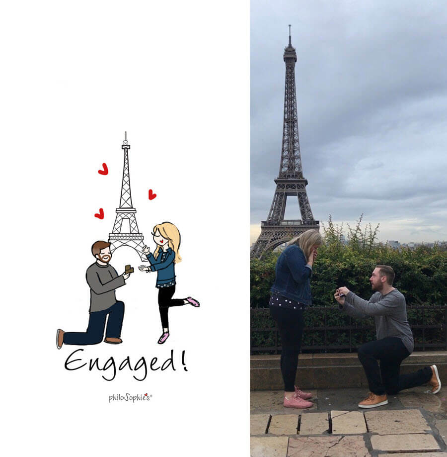 Custom engagement illustration by philoSophie's