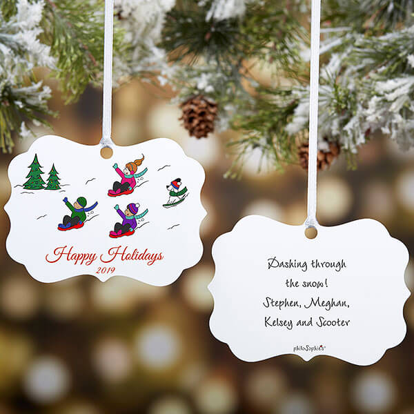 Sledding Family Personalized Ornament by philoSophie's
