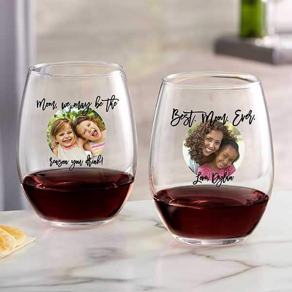 Custom Photo Stemless Wine Glasses