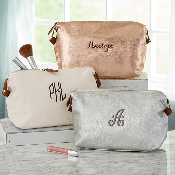 Personalized Leather Makeup Bag