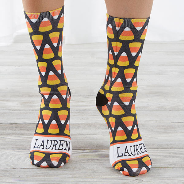 Candy Corn Custom Name Socks