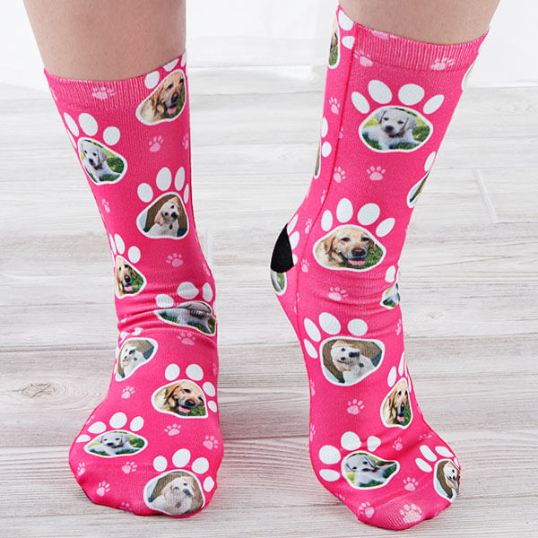 Paw Print Custom Dog Socks for Adults