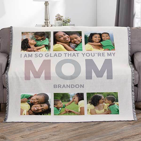 Glad You're My Mom Custom Photo Blanket