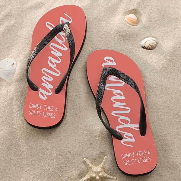 beach packing checklist with Scripty Style Personalized Flip Flops