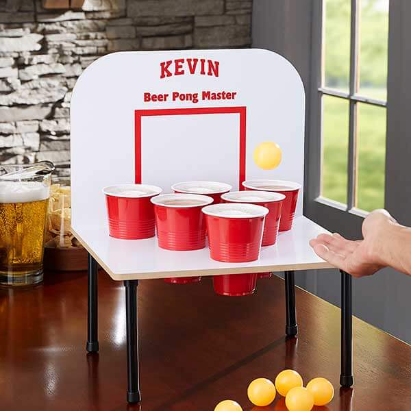 Custom beer pong drinking game