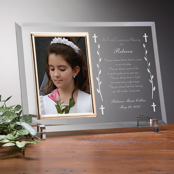 first communion party ideas with personalized photo frame