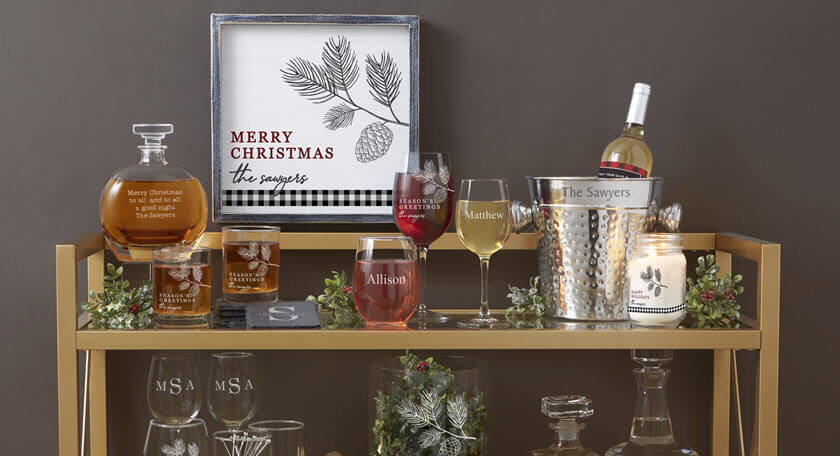 christmas decor ideas with Festive Foliage Bar Cart