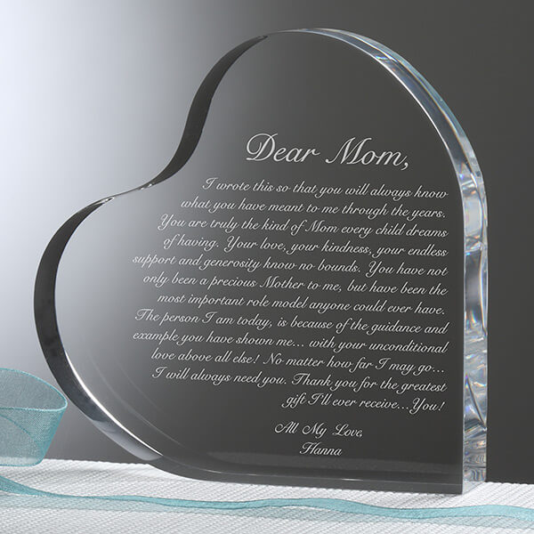 Letter to Mom Engraved Heart Keepsake Gift