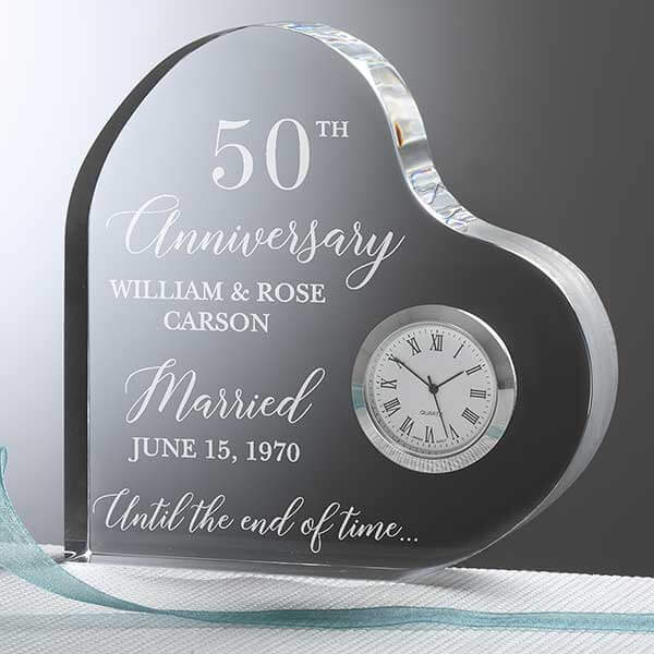 anniversary gift ideas with Engraved Anniversary Heart Clock