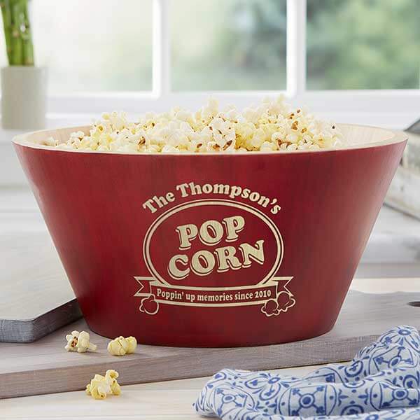 christmas eve box ideas with Personalized Family Popcorn Bowl