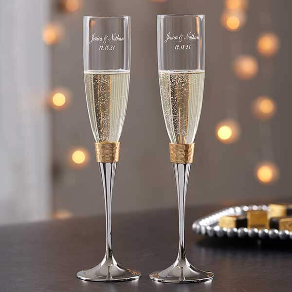 anniversary gift ideas with Gold Champagne Flutes