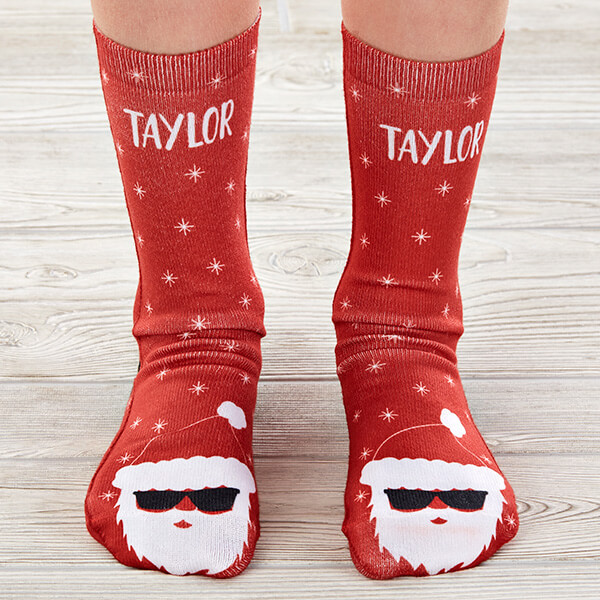 Santa Sunglasses Kids Christmas Socks