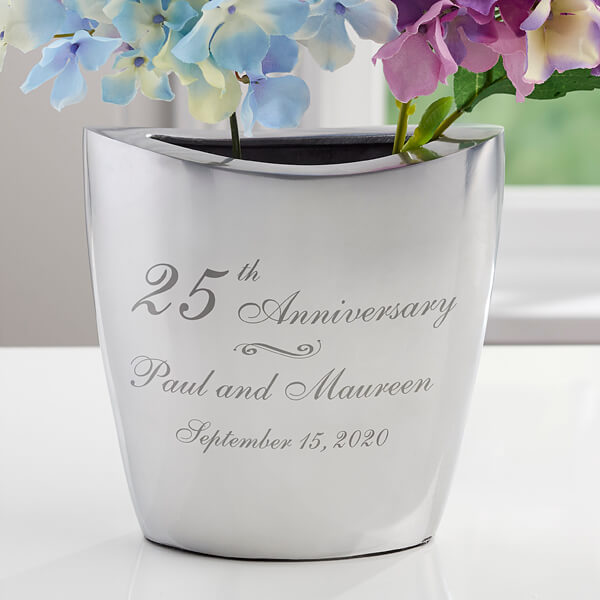 Silver Anniversary Flower Vase