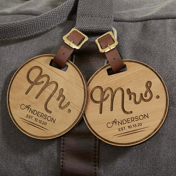 Personalized Wood Luggage Tags Engagement Gifts