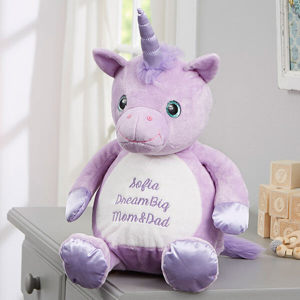 Personalised Unicorn Soft Toy, Zippie Unicorn Teddy, Unicorn Gifts for Girls  