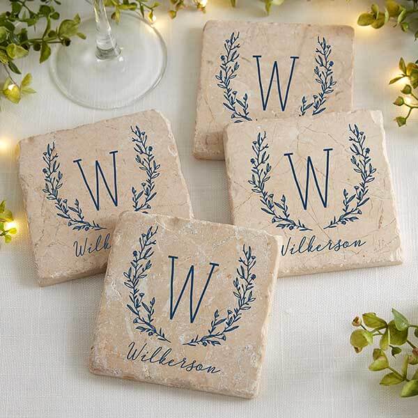 Stone Monogram Coaster Set