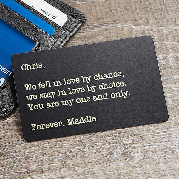 Custom romantic message wallet card