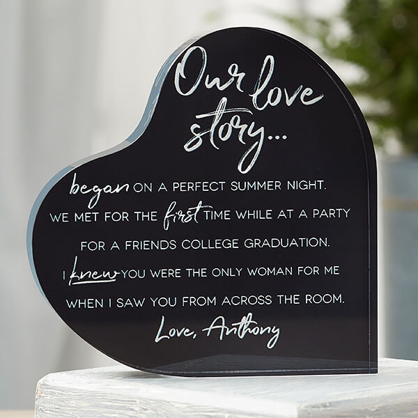 Our love story personalized keepsake
