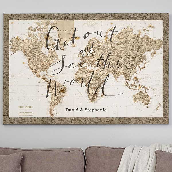 unique engagement gifts canvas world map